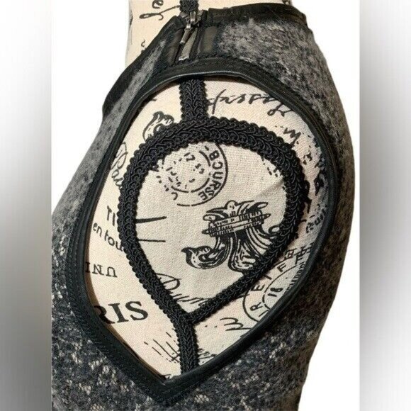 Rebecca Taylor Women's Sleeveless Wool Blend Lace Bonded Dress Grey/Black Size:2 - Picture 8 of 13